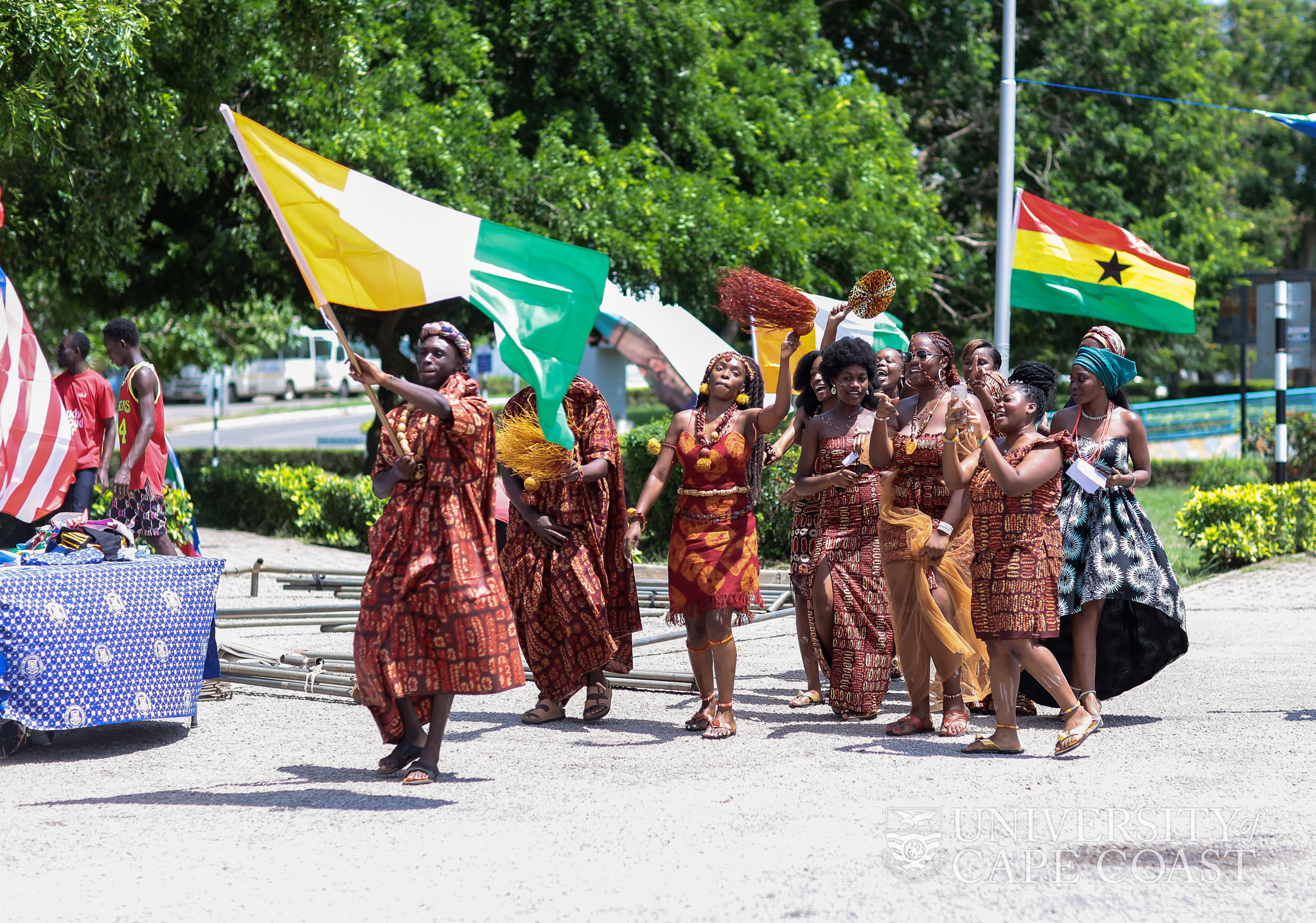 Ivorian Students Parading their Flag